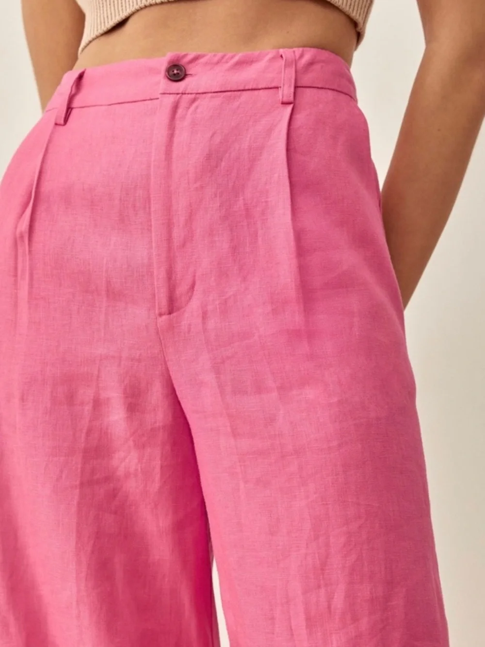 Reformation Tommy Snapdragon Pink Linen Pants Size 6P